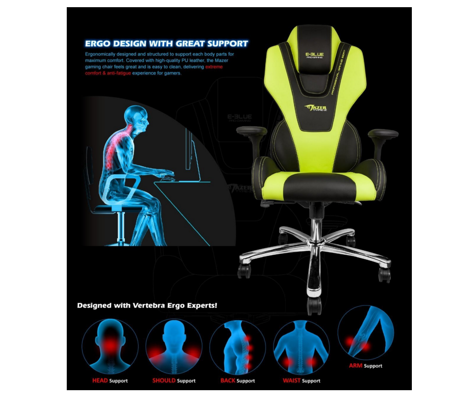 E-Blue Mazer Yellow Gaming Chair